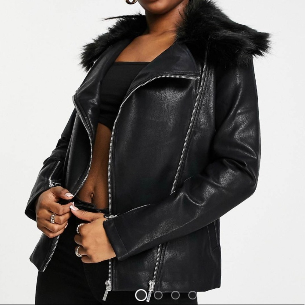 UNIQUE 21 FAUX LEATHER MOTO JACKET
